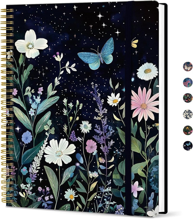 Taja Large Spiral Lined Journal for Women, 8.5" x 11" Notebooks for Work Collge Ruled, A4 Aesthetic Cute Journaling Notebooks for Writing, Plastic Cover, Celestial - Image 1